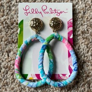 Lilly Pulitzer bohemian queen fabric wrapped earrings